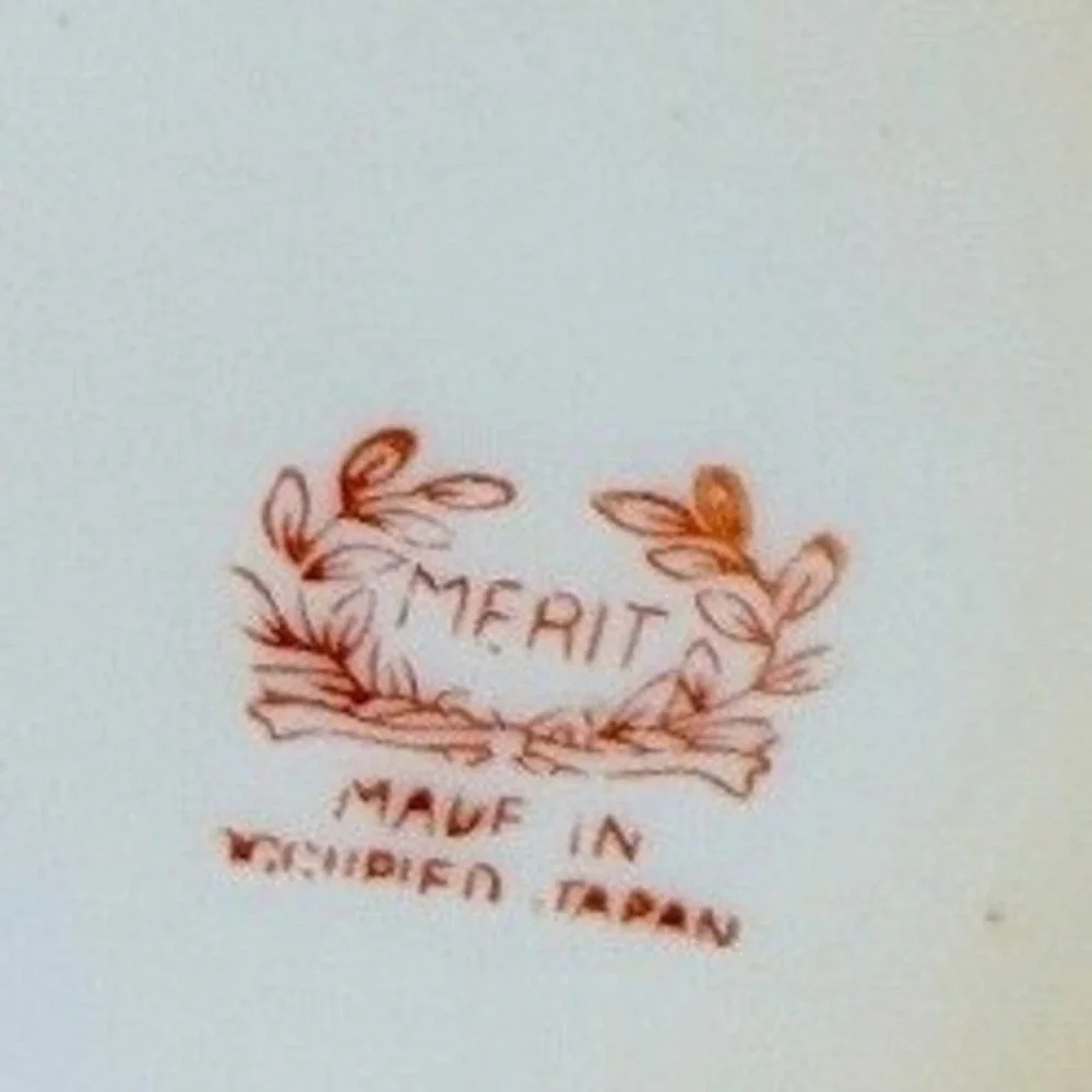 Vintage Merit China Occupied Japan Floral Chintz Scalloped Trinket Dish‎ Bowl